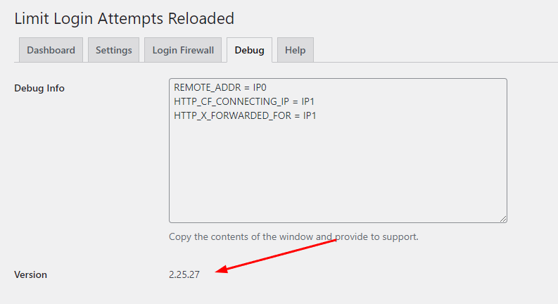 plugin version display in limit login attempts reloaded plugin. This helps users find what version they have. 