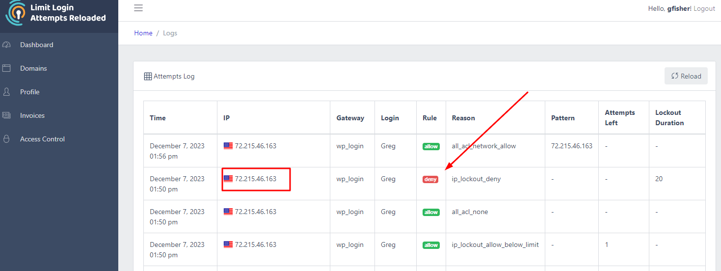 locate a locked IP address in the billing portal. 