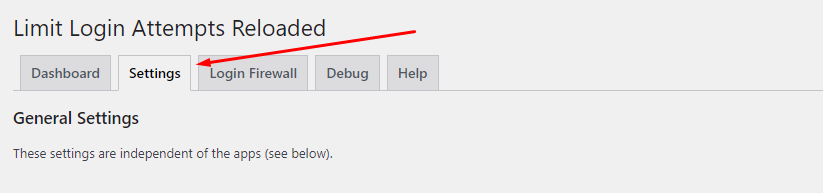 Settings tab in the free version of Limit Login Attempts Reloaded. 