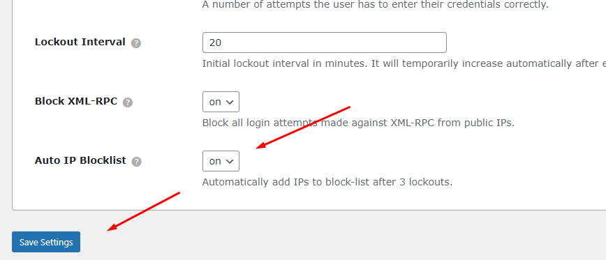 automatically block IPs in wordpress with limit login attempts reloaded cloud app. 